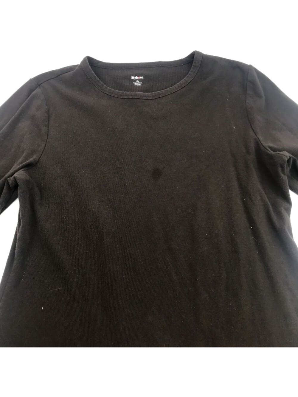 Style & Co Womens Long Sleeve Solid Brown Shirt XL